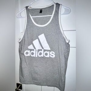 Adidas Heather Gray Tank with White Logo